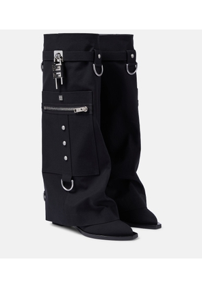 Givenchy Shark Lock Cowboy canvas knee-high boots