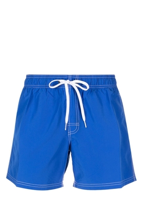 Sundek logo-patch striped swim shorts - Blue