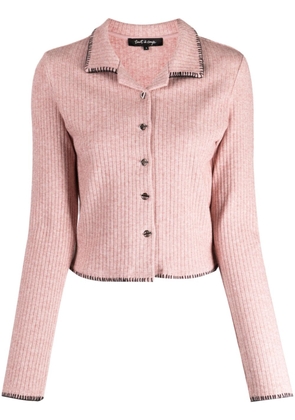tout a coup ribbed whipstitch-trim cropped jacket - Pink