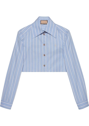 Gucci striped cropped button-up shirt - Blue