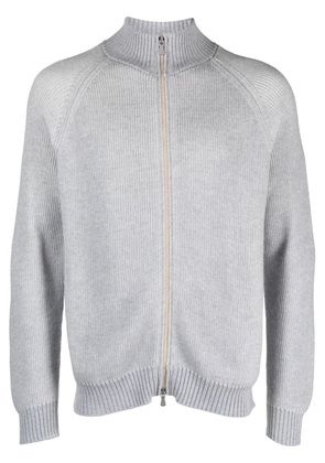 Eleventy zip-up knitted wool cardigan - Grey