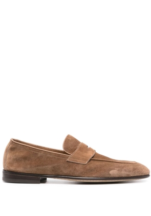 Brunello Cucinelli penny-strap suede loafers - Brown