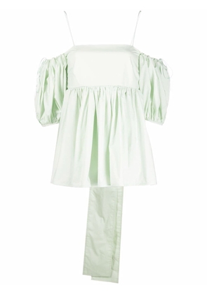 Cecilie Bahnsen off-shoulder puff-sleeved top - Green