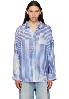 R13 Blue Shredded Seam Shirt