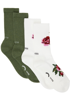 SOCKSSS Two-Pack Green & White Socks