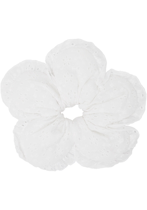 Sandy Liang SSENSE Exclusive White Flower Power Scrunchie
