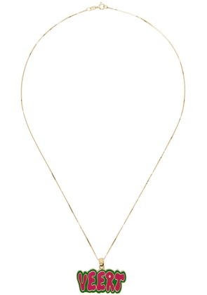 VEERT Gold & Green Logo Pendant Necklace