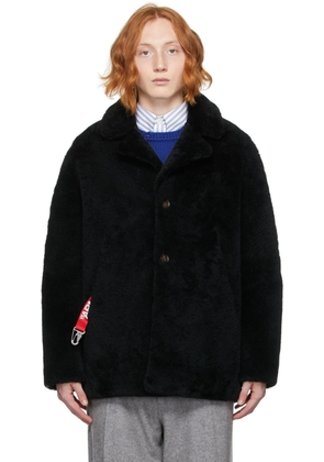 Yves Salomon - Army Black Shearling Buttoned Jacket