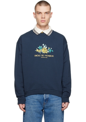 Drôle De Monsieur Navy 'Le Sweatshirt Fleur' Sweatshirt
