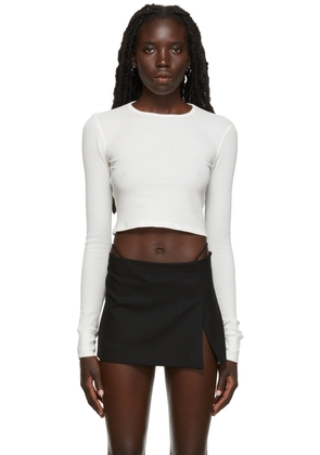 ÉTERNE SSENSE Exclusive White Crop Thermal Waffle Long Sleeve T-Shirt