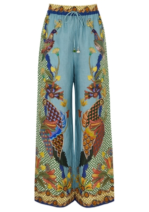 Alemais Gilly Printed Linen Trousers - Blue - 8 (UK 8 / S)