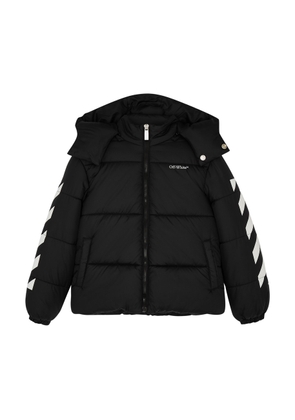 Off-white Kids Diag Hooded Quilted Shell Jacket - Black