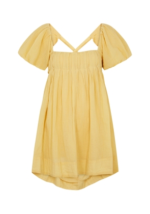 Free People Marina Cotton-gauze Mini Dress - Gold - M (UK 12-14 / M)