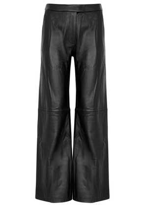 Aexae Wide-leg Leather Trousers - Black - L (UK 14 / L)