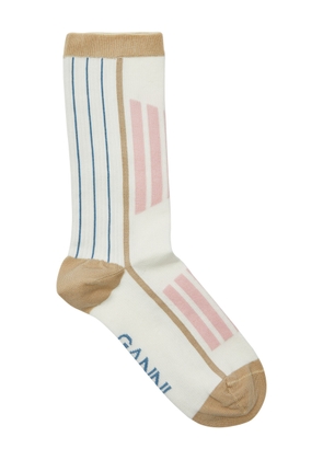 Ganni Striped Cotton-blend Socks - Pink - XS/S