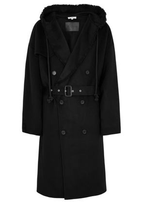 JW Anderson Double-breasted Hooded Wool Trench Coat - Black - L