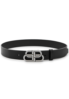 Balenciaga BB Leather Belt - Black