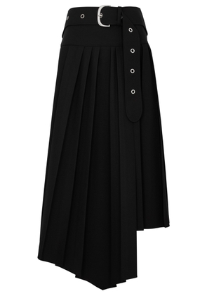 Off-white Pleated Twill Midi Skirt - Black - 8