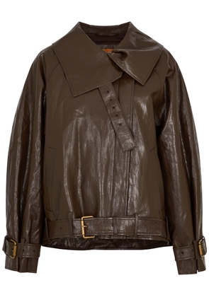 Rejina Pyo Juno Faux Leather Jacket - Dark Brown - XS
