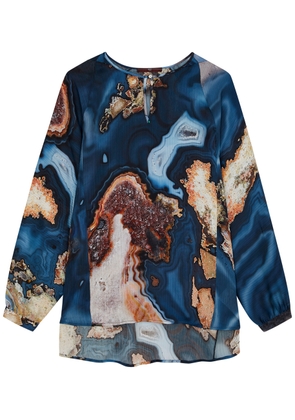 High Polite Printed Crepon Blouse - Multicoloured - XS