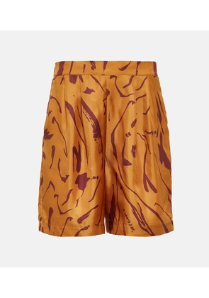Asceno Carros printed silk twill shorts