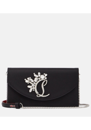 Christian Louboutin Loubi54 Small leather-trimmed silk clutch