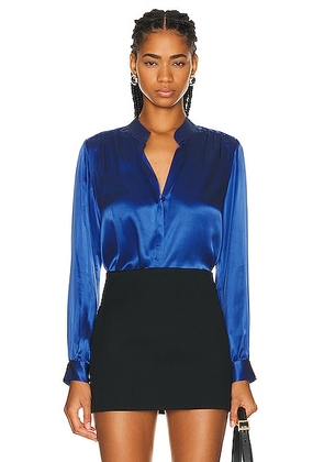 L'AGENCE Bianca Blouse in Nouvean Navy - Blue. Size L (also in XL, XS).