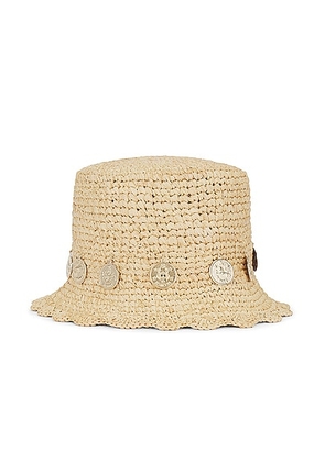 RABANNE Rabanne Hat in Natural & Light Gold - Neutral. Size 56 (also in 60).