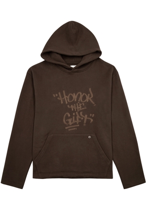 Honor The Gift Script Hooded Cotton Sweatshirt - Brown - M