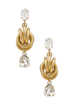 Anton Heunis Crystal Knot Earrings in Metallic Gold.