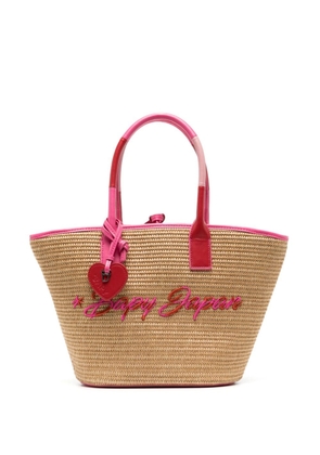 BAPY BY *A BATHING APE® logo-embroidered raffia tote bag - Neutrals