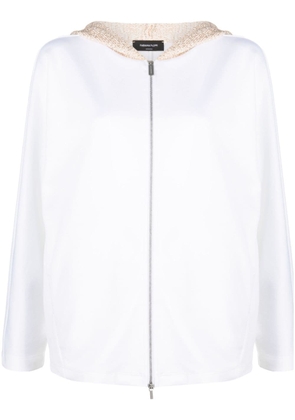 Fabiana Filippi contrasting-hood zip-up hoodie - White