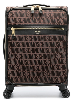Moschino logo-print four-wheel suitcase - Brown