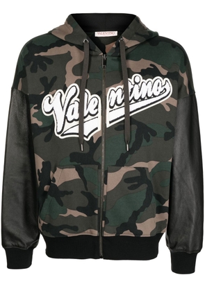 Valentino Garavani logo-print zip-up hoodie - Green