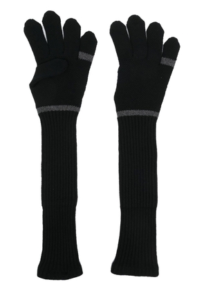 sacai ribbed-knit long gloves - Black