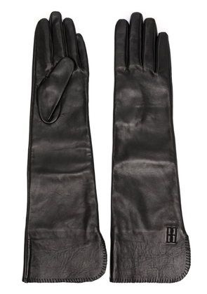 By Malene Birger logo-embroidered leather gloves - Black