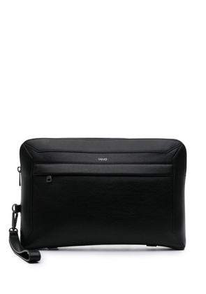 LIU JO logo-print leather clutch bag - Black