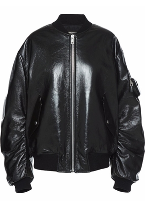 Prada oversized high-shine bomber jacket - Black