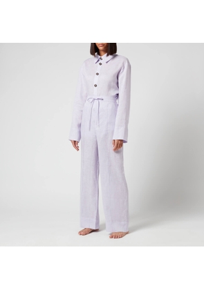 Sleeper Women's Unisex Linen Pajama Set with Pants - Lavender - L/XL