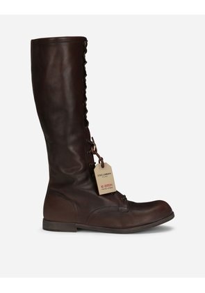 Dolce & Gabbana Leather Boots - Man Boots Brown Leather 44
