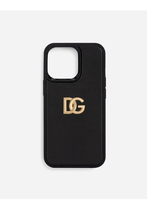 Dolce & Gabbana Calfskin Iphone 13 Pro Cover With Dg Logo - Woman Technology Black Leather Onesize