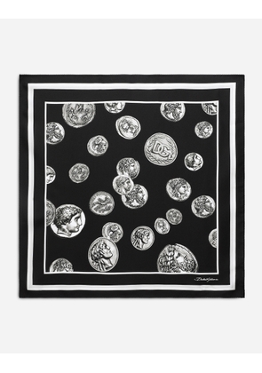Dolce & Gabbana Coin Print Silk Bandanna (50x50) - Man Scarves And Silks Black Silk Onesize