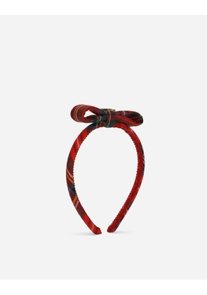 Dolce & Gabbana Tartan Hairband With Bow And Dg Logo - Woman Accessories Multicolor Fabric Onesize