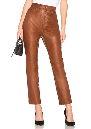 LPA Leather Straight Leg Pants in Brown. Size XL.