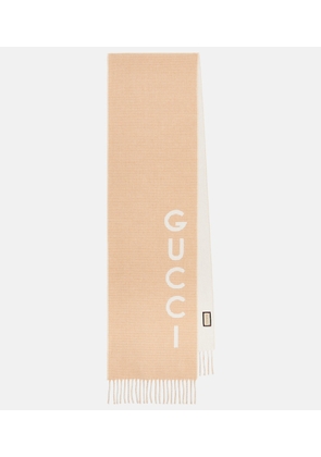Gucci Logo jacquard wool and cashmere scarf