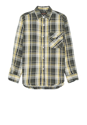 Beams Plus Guide Dobby Nel Check Shirt in Grey - Green. Size L (also in M, S, XL/1X).