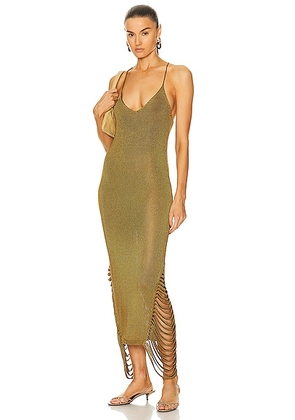 Aisling Camps Stalactite Slip Dress in Gold - Mustard. Size L (also in M, S).