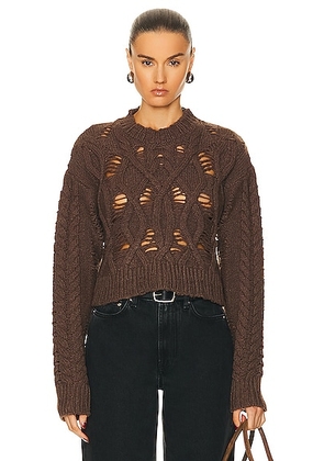 Aisling Camps Crop Cable Sweater in Brown - Brown. Size L (also in M, S).