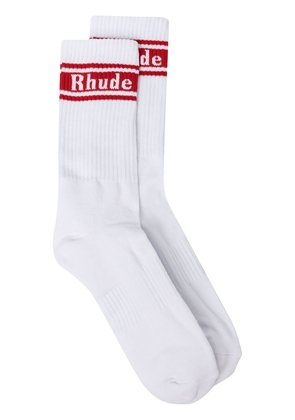 Rhude logo embroidered socks - White