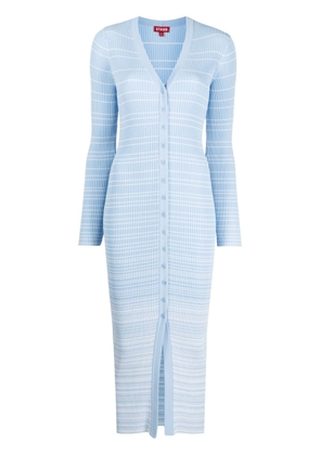 STAUD Shoko striped ribbed-knit dress - Blue